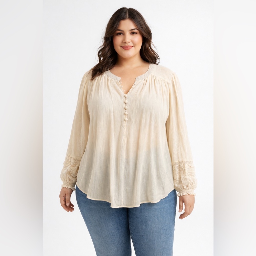 Simply Vera XL Cream Women's Blouse